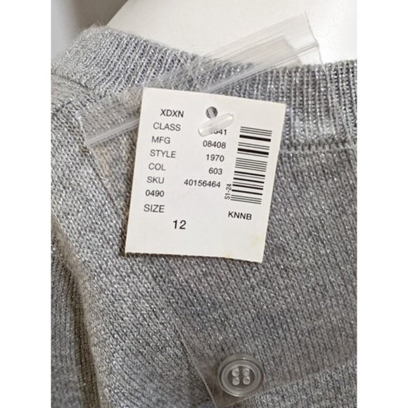 JUSTICE Flower Power Gray Glitter Sparkle Cardigan Sweater Sequins Size 12 - Picture 6 of 10